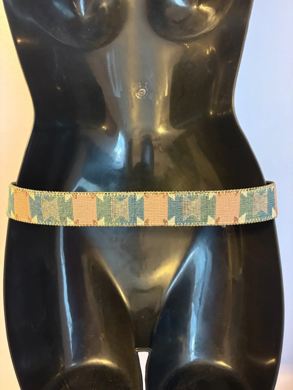 Paul Harris Vintage Bonded Leather Pastel Southwestern Tapestry Belt size SM